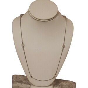 Avon Silver Tone Necklace Clear Satellite Beads 26" Delicate Dainty